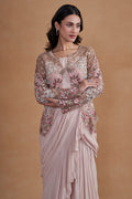 Pink Drape Gown With Jacket