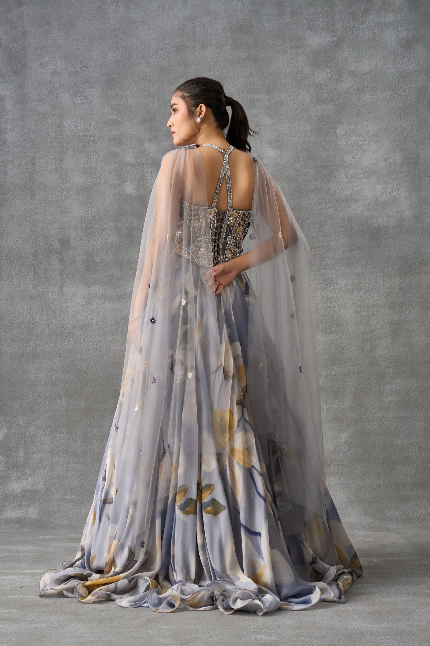 Floral Printed Corset Lehenga Set