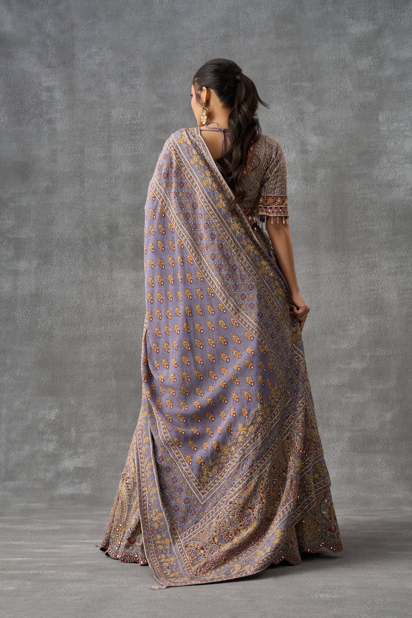 Lavender Heritage Crepe Lehenga Set