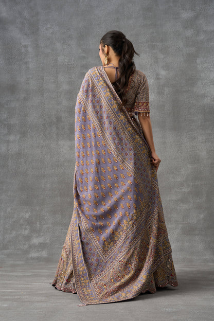Lavender Heritage Crepe Lehenga Set