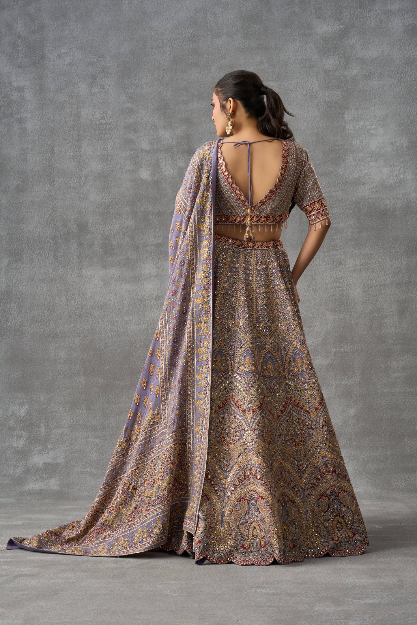 Lavender Heritage Crepe Lehenga Set