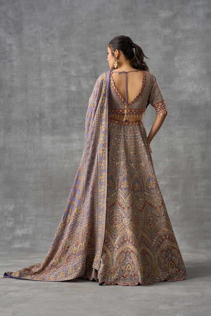 Lavender Heritage Crepe Lehenga Set