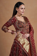 Maroon Ajrakh Lehenga Set