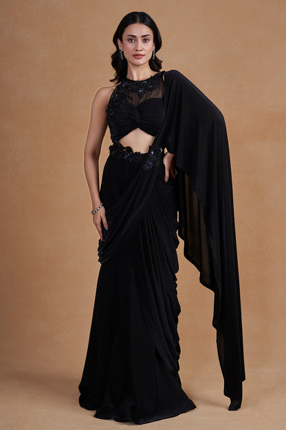 Black Cocktail Drape Saree