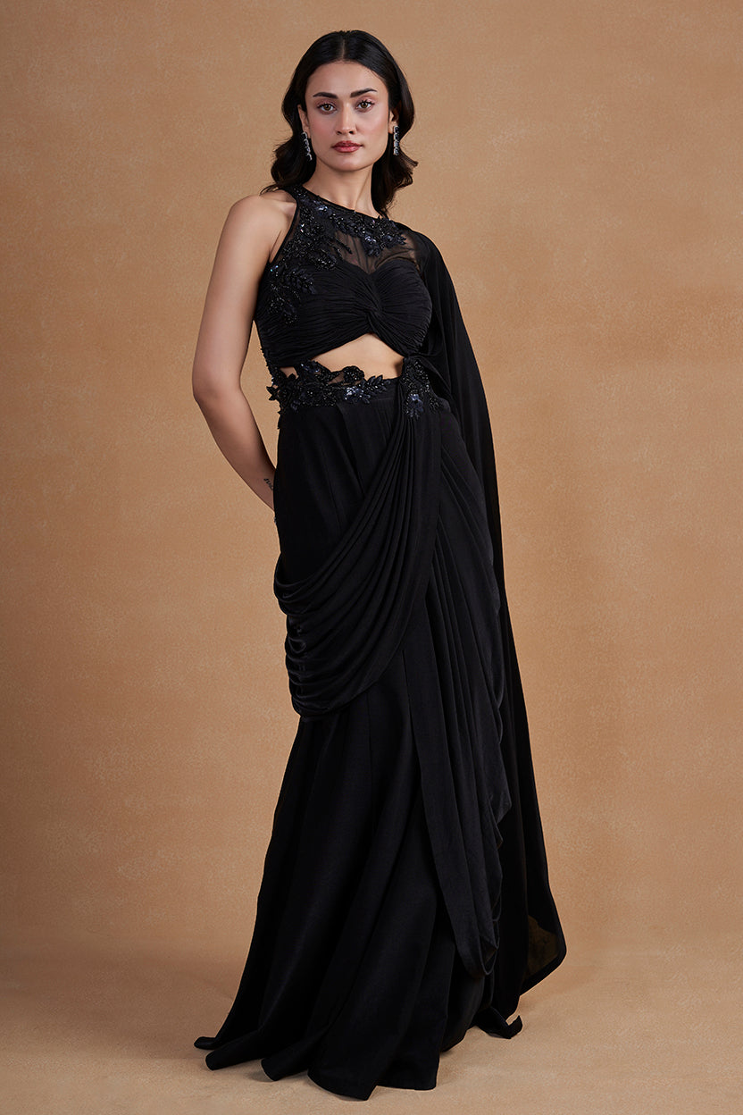 Black Cocktail Drape Saree