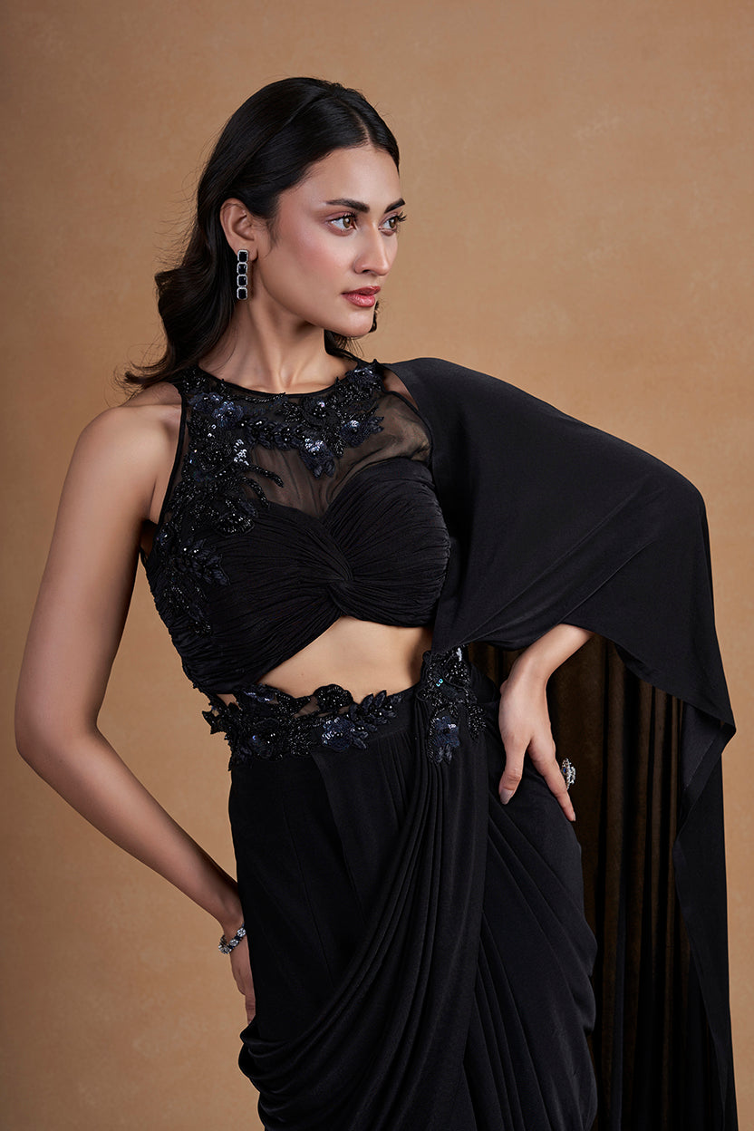 Black Cocktail Drape Saree