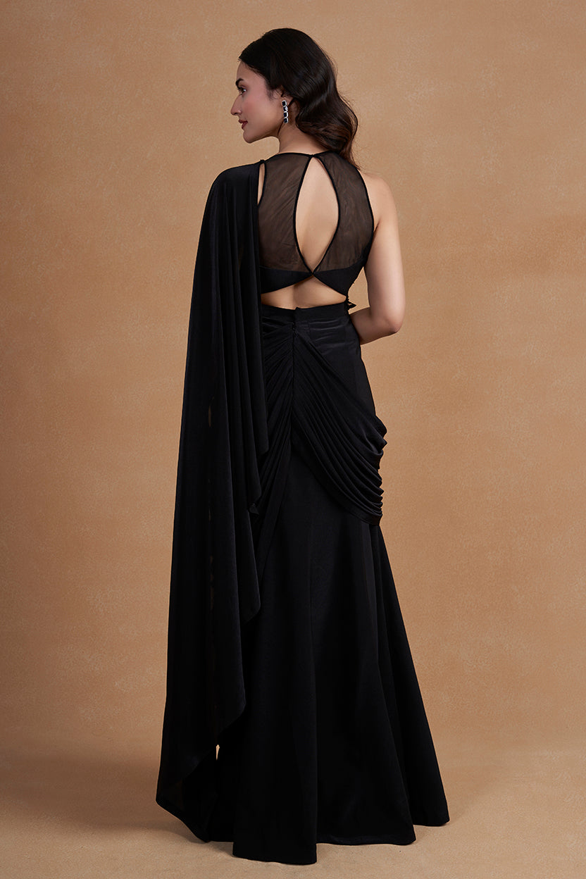 Black Cocktail Drape Saree