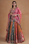 Multicolour Banarasi Lehenga Set With Mirror Work Detailing