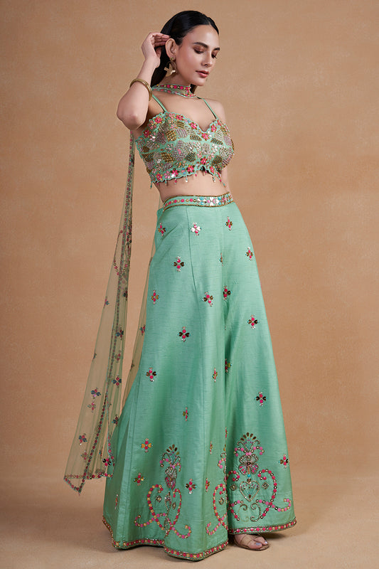 Sea Green Indowestern Set