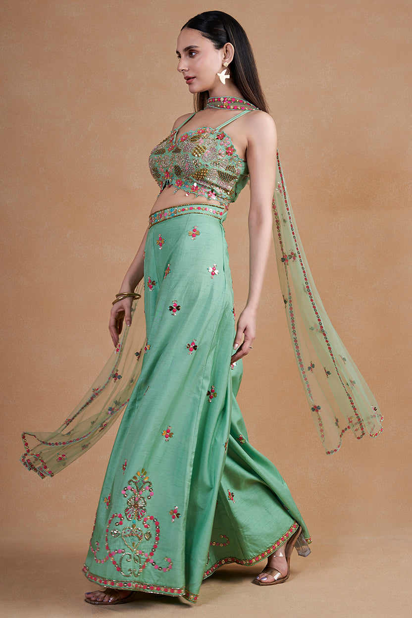 Sea Green Indowestern Set