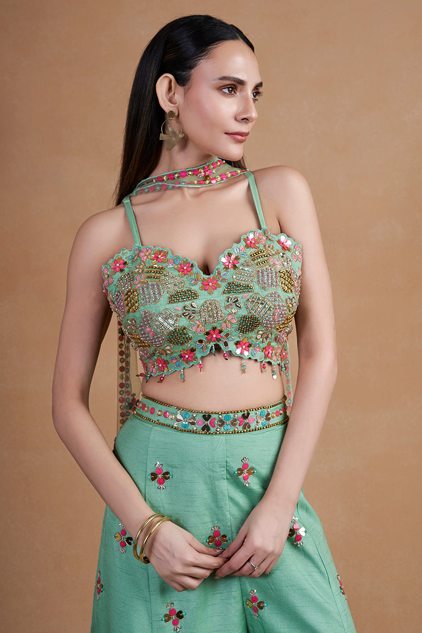 Sea Green Indowestern Set