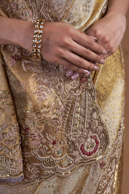 Gold Kanjeevaram Saree With Zardosi Work