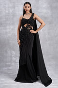 Black Indowestern Drape Saree