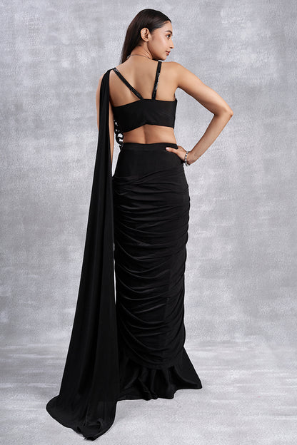 Black Indowestern Drape Saree