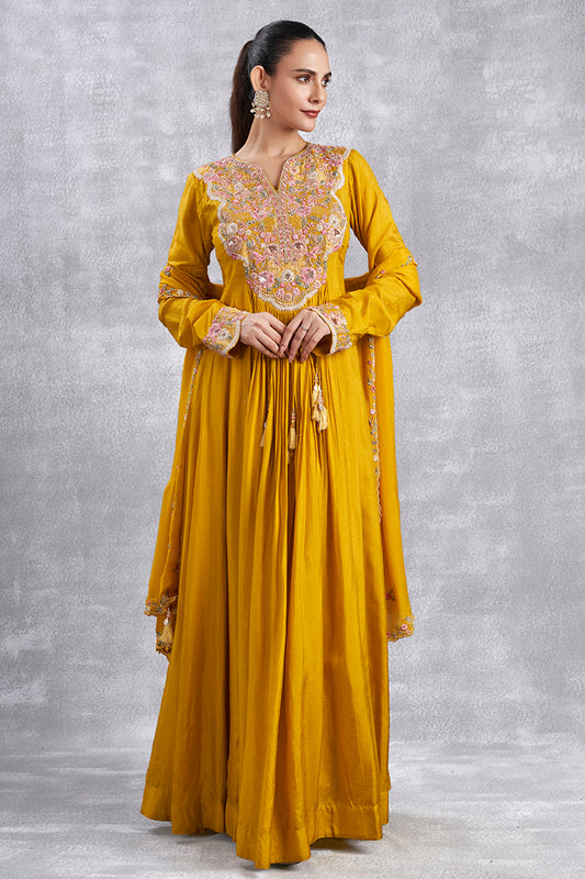 Yellow Anarkali Suit With Dupatta