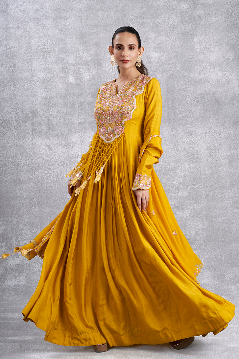 Yellow Anarkali Suit With Dupatta