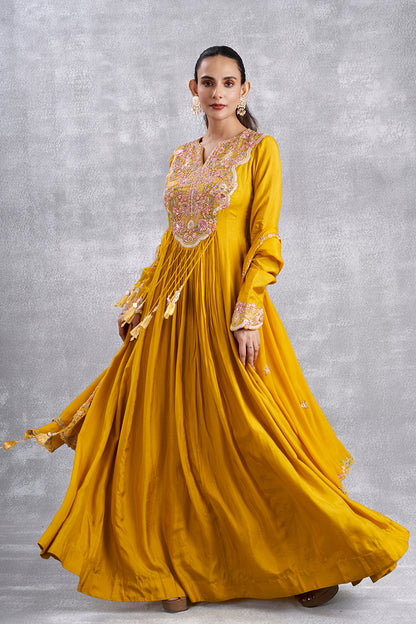 Yellow Anarkali Suit With Dupatta