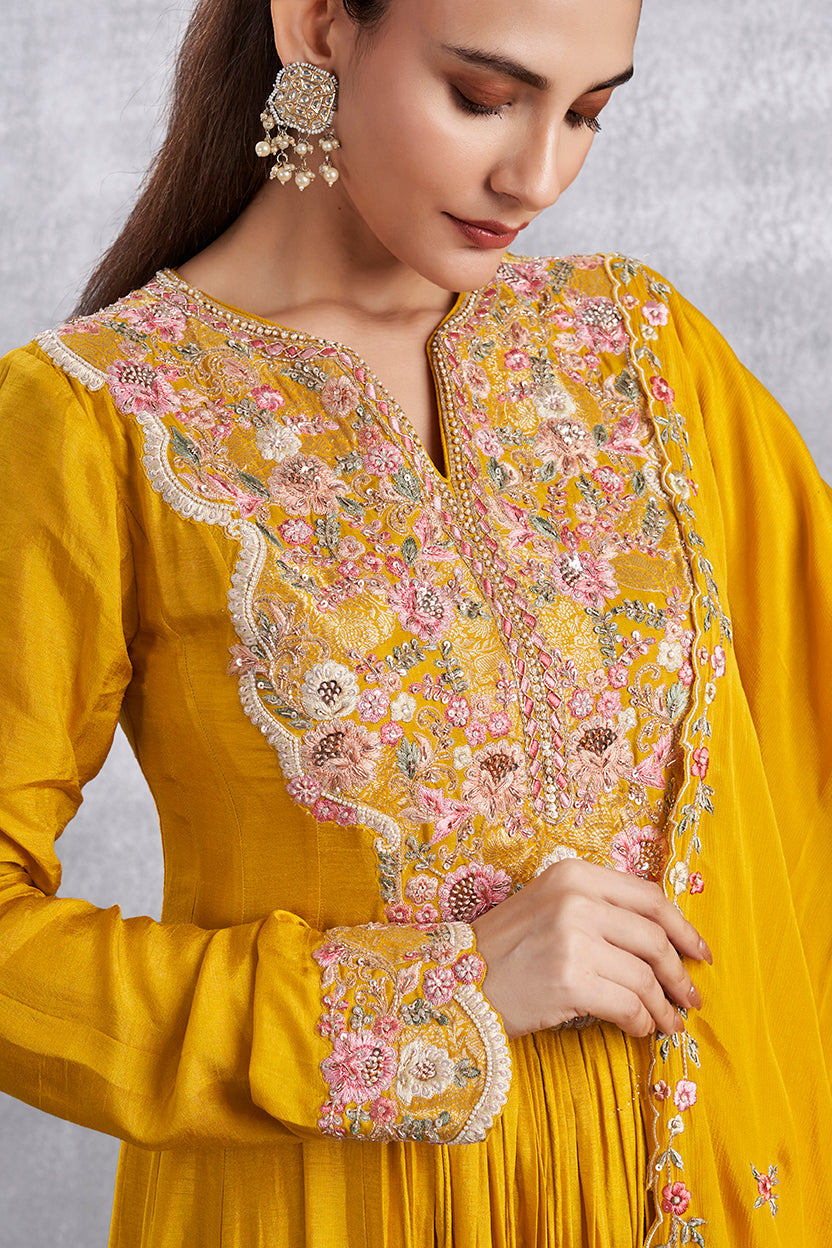 Yellow Anarkali Suit With Dupatta