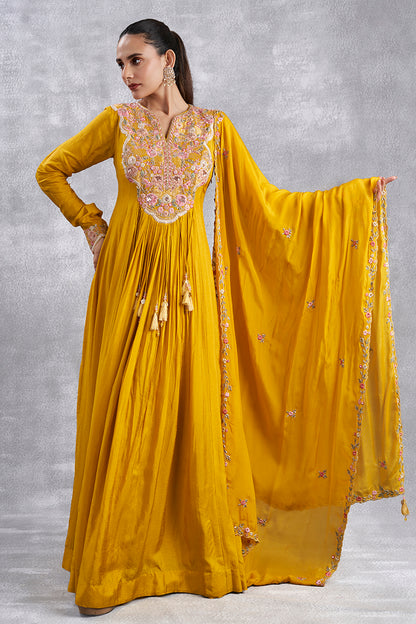 Yellow Anarkali Suit With Dupatta