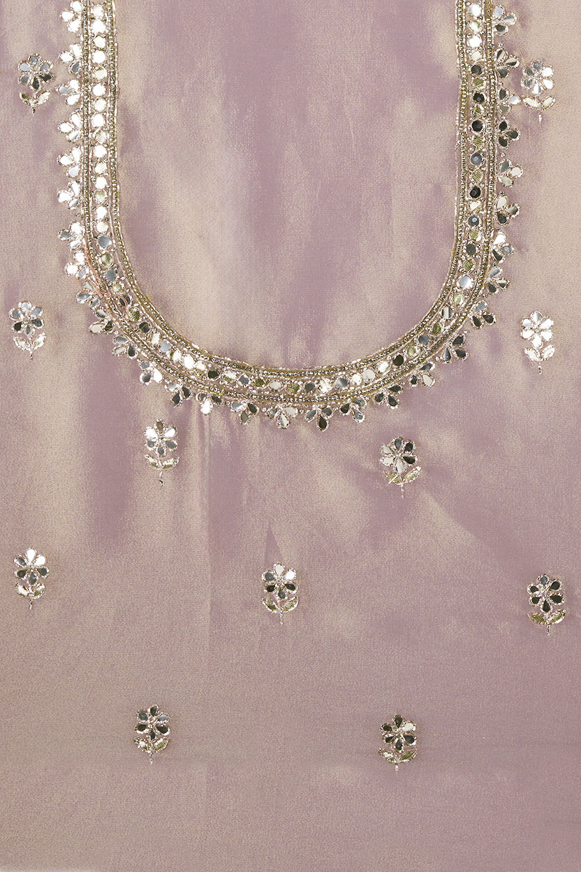 Onion Pink Tissue Saree With Gota & Zardosi Work