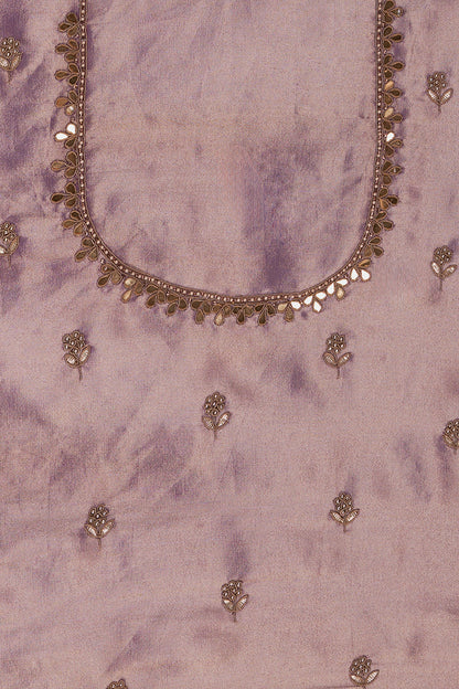 Purple Tissue Saree With Hand Zardosi Work