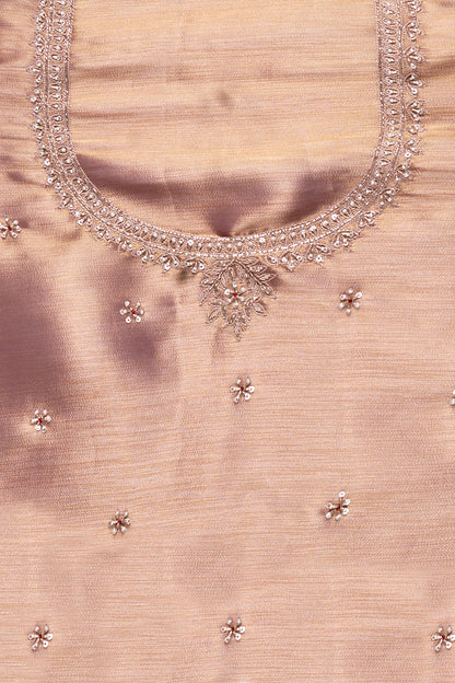 Lavender Ziraf Tissue Saree With Hand Zardosi Work & Pearl Detailing