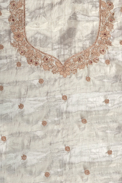 Silver Kanjeevaram Silk Saree With Zardosi Work
