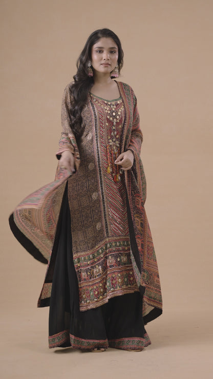 Black Chinon Palazzo Set
