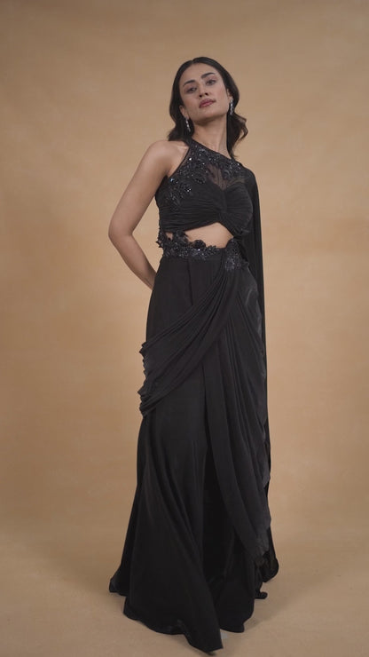 Black Cocktail Drape Saree