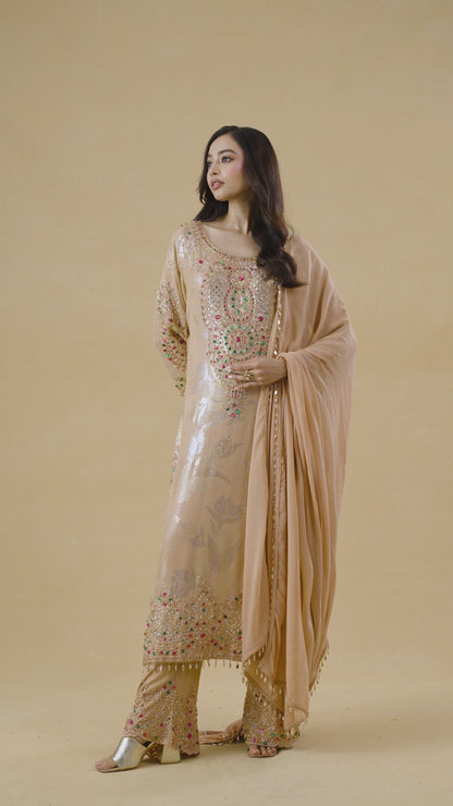 Peach Georgette Pakistani Salwar Kameez Set