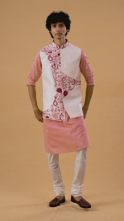 Powder Pink Kurta Bandi Set