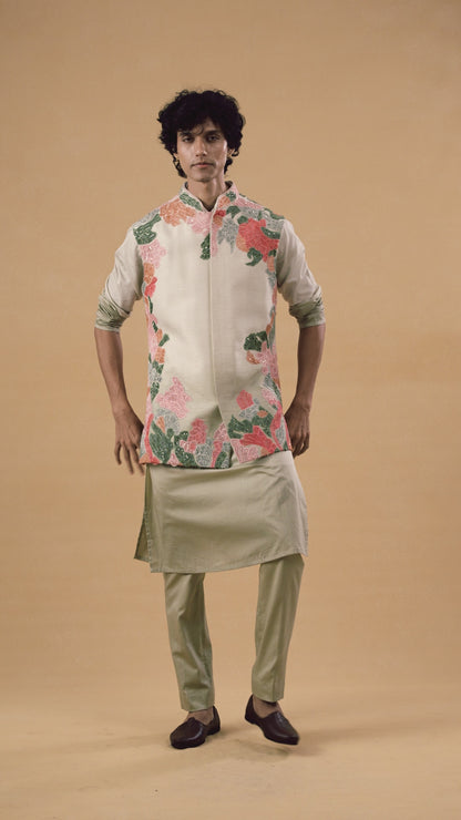 Green Ombre Shaded Kurta Bandi Set