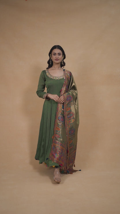 Mehendi Green Anarkali Set