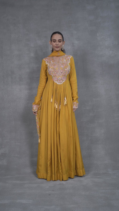 Yellow Anarkali Suit With Dupatta