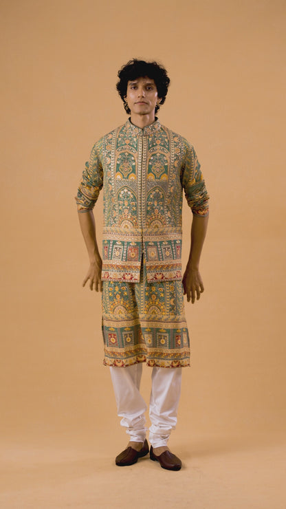 Green Kurta Bandi Set