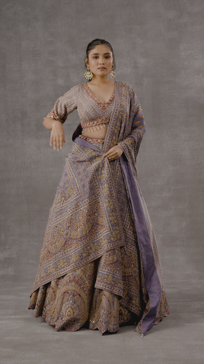 Lavender Heritage Crepe Lehenga Set