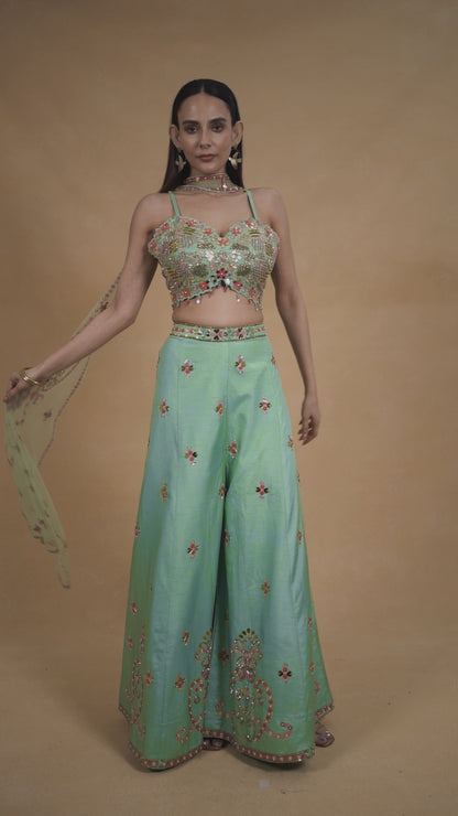 Sea Green Indowestern Set