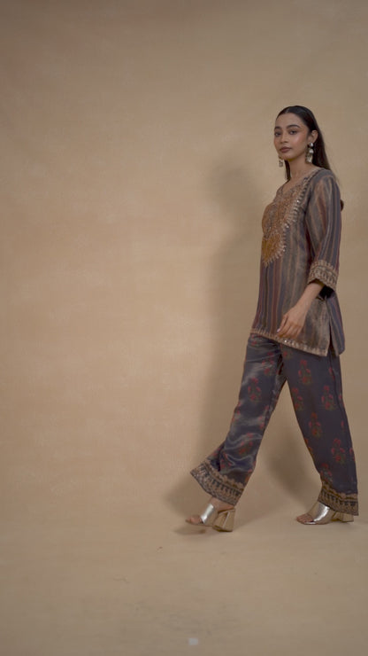 Indigo Suit Set With Dupatta