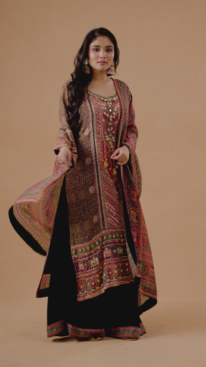 Black Chinon Palazzo Set